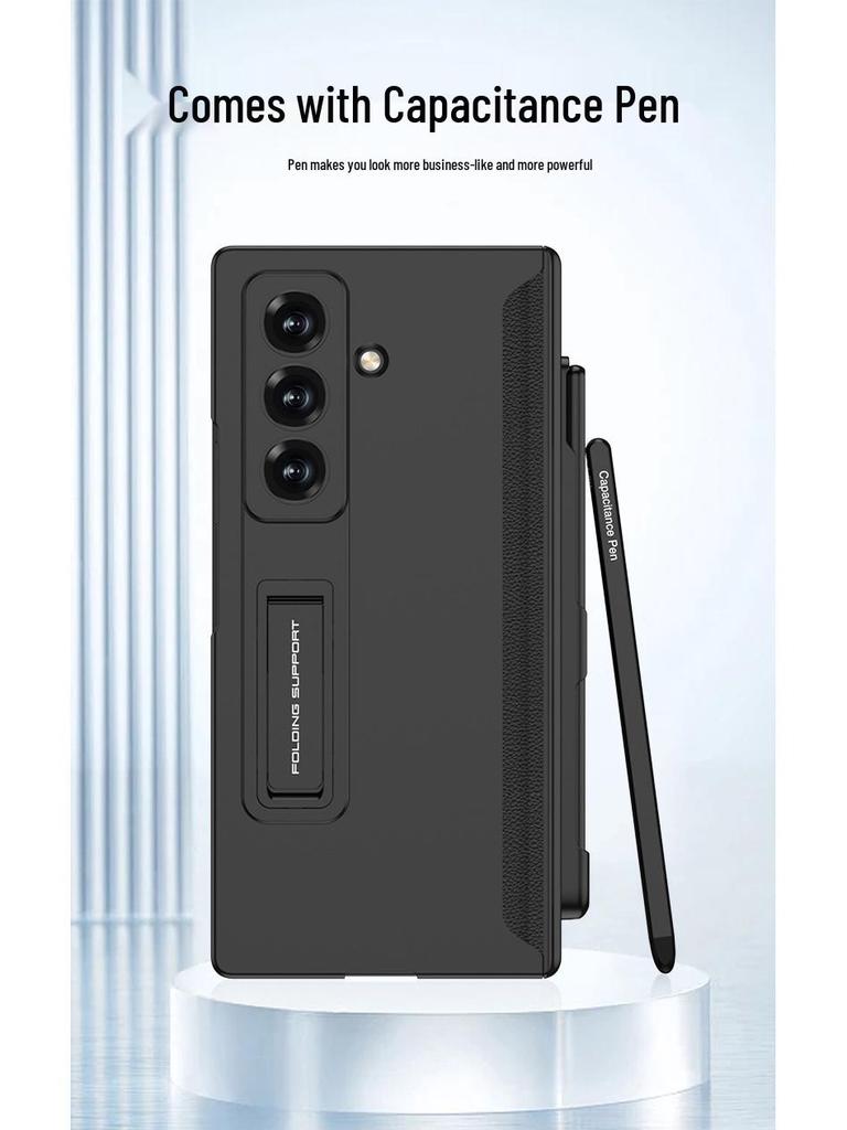 Samsung Z Fold7 Magnetic Solid Color Flip Case with Pen Slot and Stand