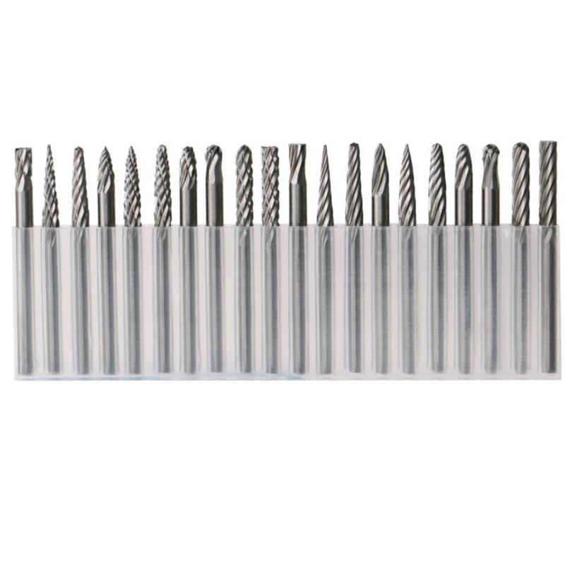 20 Pcs/Set Rotary Burr Set 3mm 1/8'' Shank Tungsten Steel Grinder Bits Engraving Bits Power Tool Accessories for Carving