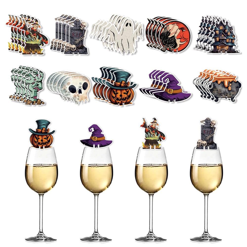 Decor Halloween Table Wine Glass Plugin Set With Ghost And Elements Pumpkin