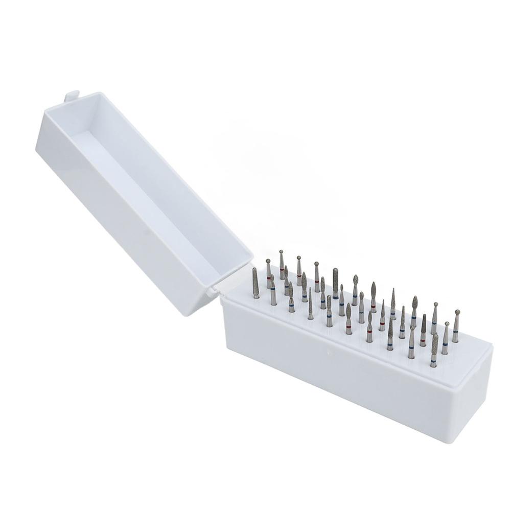 30pcs Dustproof Acrylic Cover Nail Drill Bits Set  Salon Desktop Manicure Tool Arrangement