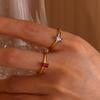 Chic Geometric Square Stone Rings For Women Fashion Birthston Birthday Party Gold Color Opening Ring Jewelry Elegant Her Gift