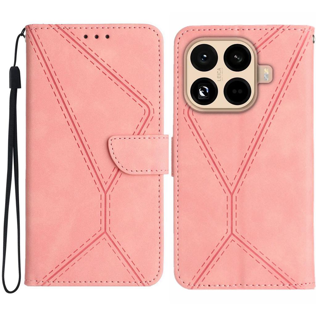 For Xiaomi 15T Pro Case Skin Touch Lines Imprinted PU Leather Flip Phone Cover