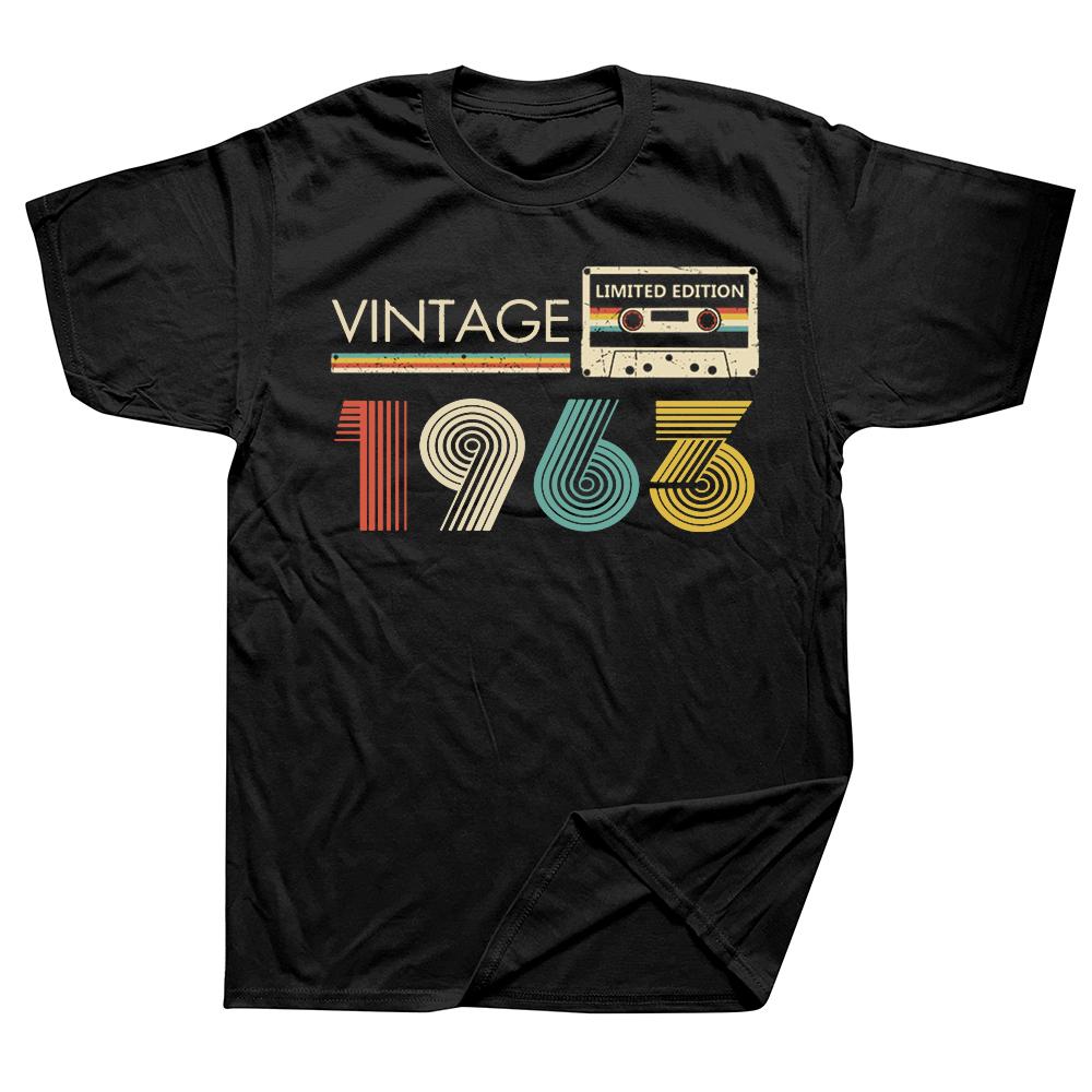 Cassette Vintage 1963 63th 63 Years Old Birthday Party Men T Shirts Limited Edition Retro Graphic Tee Cotton Classic Tshirts