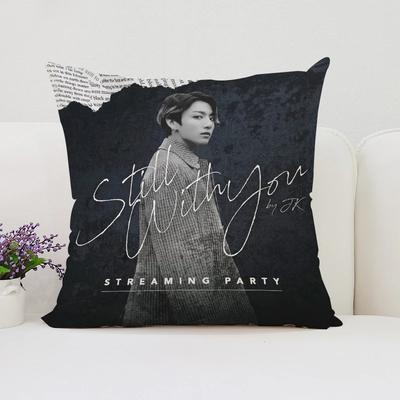 Housse de coussin pour taies d'oreiller 45x45 Housse de coussins Cadeaux pour fans de J-Jungkook Décoration de chambre esthétique Housse de coussin décorative 40x40