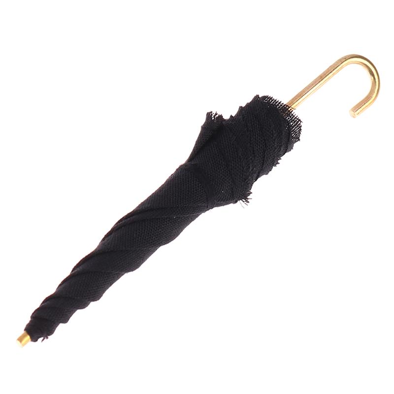 1:12 Dollhouse Miniature Black Umbrella Model Toys Accessories Decoration