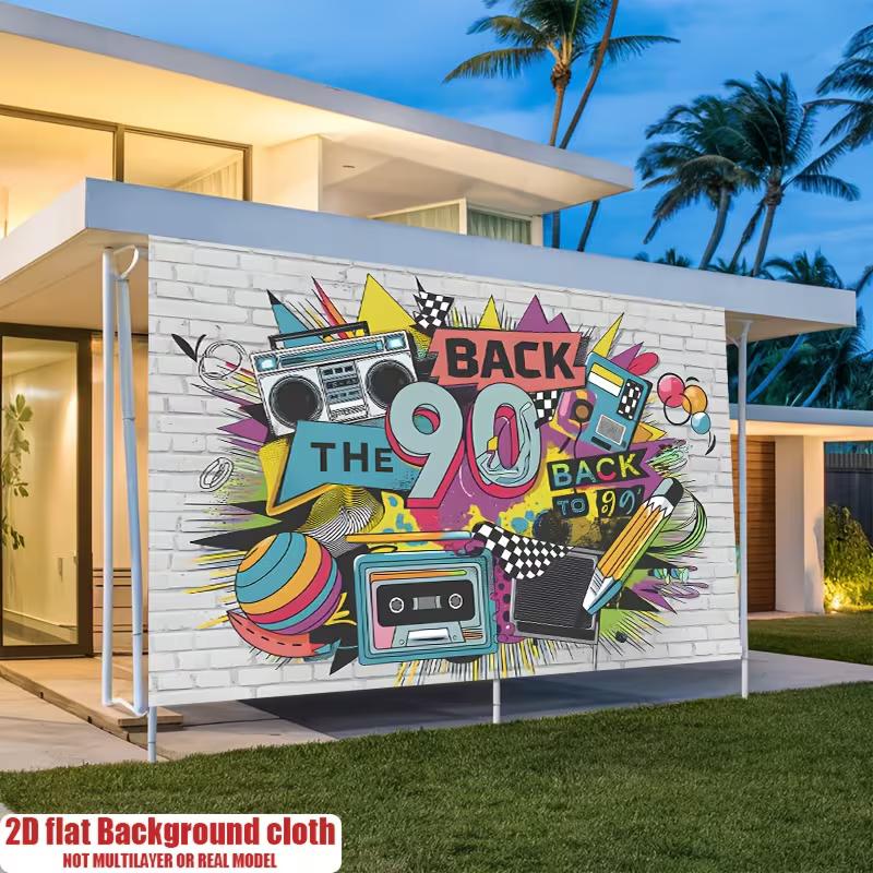 

90s Hip Hop Graffiti Backdrop Brick Wall Party Photo Booth Banner 47.2x31.5inch/120*80cm