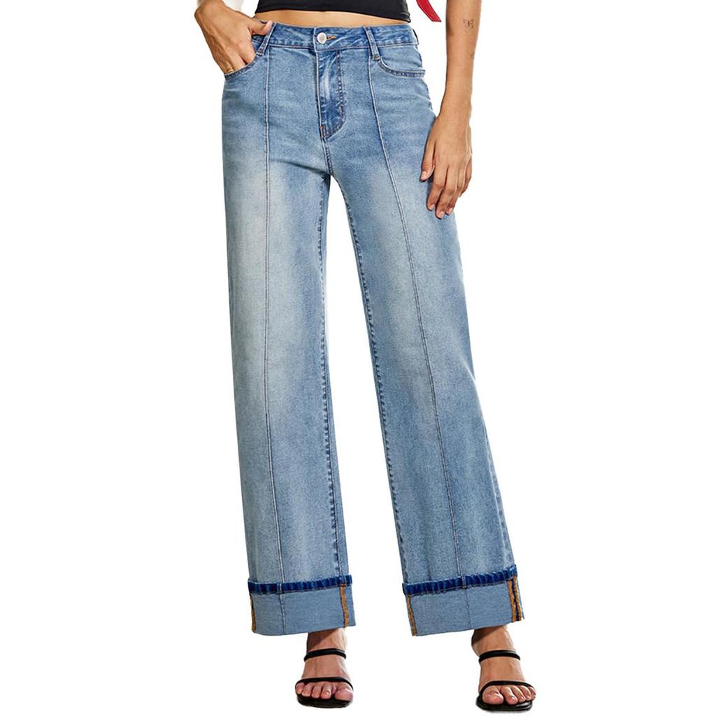 Ladies' Retro Straight Leg High Waisted Jeans