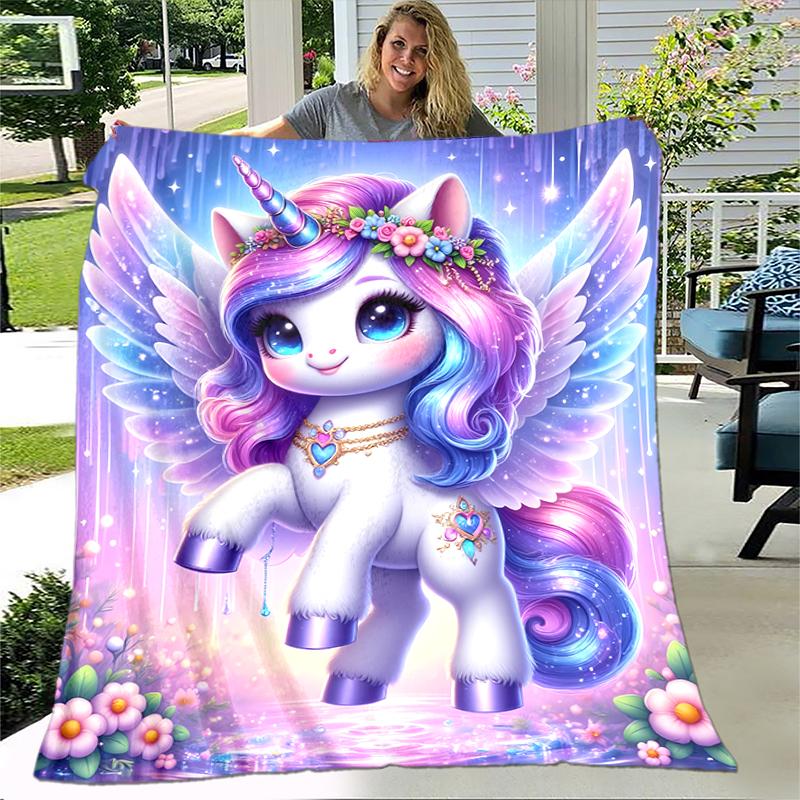 1PC Purple unicorn blanket, al season lightweigh Poster blanket home office outdoor nap multifunc Poster blanketional blanket