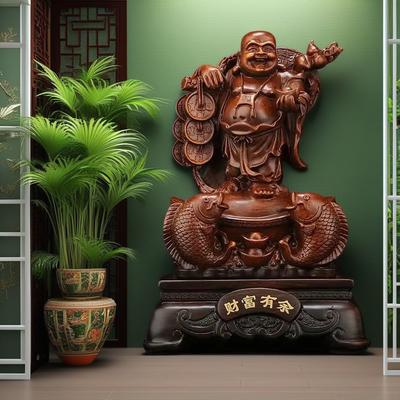 Resin Maitreya Buddha God of Wealth Statue Chinese Buddha Statues Home, Room, Office Decoration Accumulate Wealth Accessories