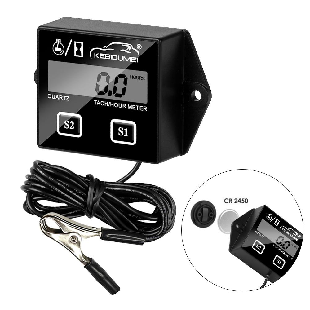 Kebidumei Digital Engine Tachometer Gauge Tach Hour Meter with Clip Waterproof RPM For 2/4 Stroke Engine Motor Stroke Car Boat