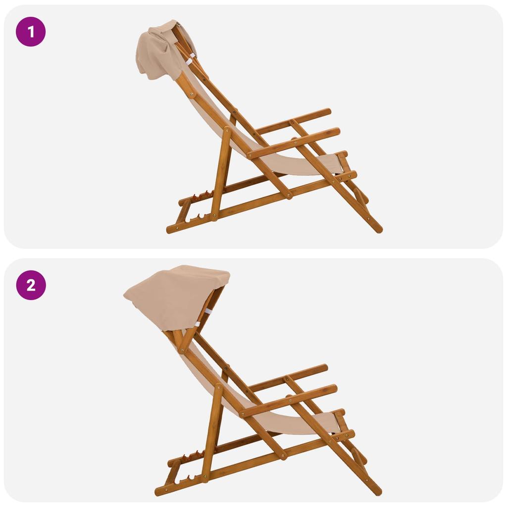 Lounge Chair 4 Pcs. 3 Positions Solid Eucalyptus Wood Taupe