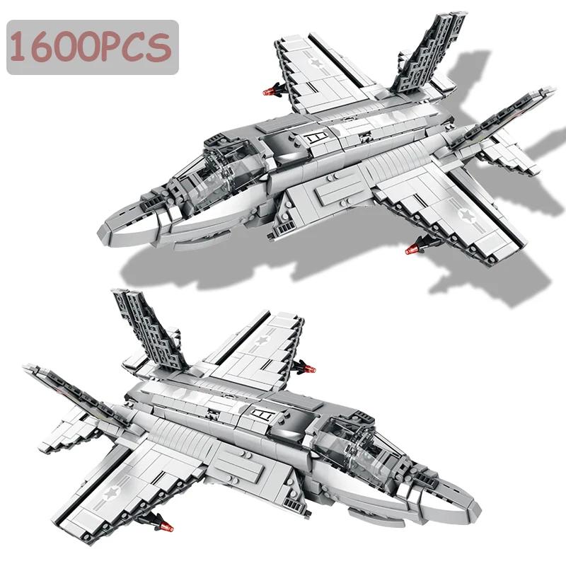 1600PCS F-35 Lightning II Kampfjet Bausteine Bomber Bordflugzeug Modellsteine Kinderspielzeug Geschenke Desktop-Dekoration