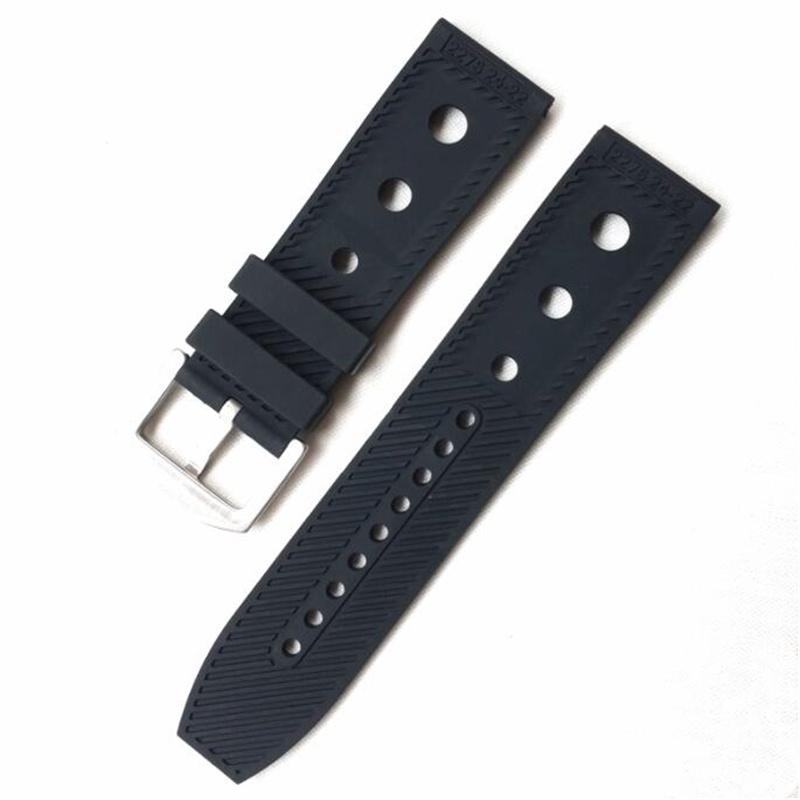 New Luxury Blue Red Black Yellow Silicone Rubber Watchband 22mm Smooth Hole Strap Fit For Breit-ling Avenger Superocean Watch