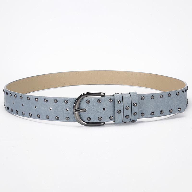 Black Rivet Skinny Waist Belt Set: Women's American Retro Accessory for Dresses and Pants - Sweet and Cool Style.