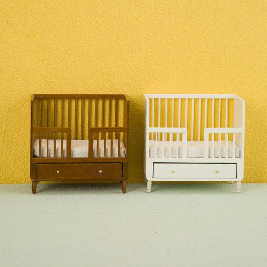 1/12 Puppenhaus Bett Möbel Zubehör Mini Holz Schlafzimmer mit Schublade Realistische Kompakte Puppenhaus Bett Dekoration Ornament