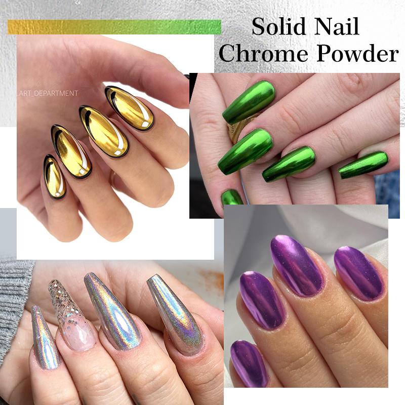 1pc 19Colors Nail Glitter Mirror Powder Chrome Solid Dust Pigment Metallic Effect Nail Art UV Gel Polish Decoration Accessories