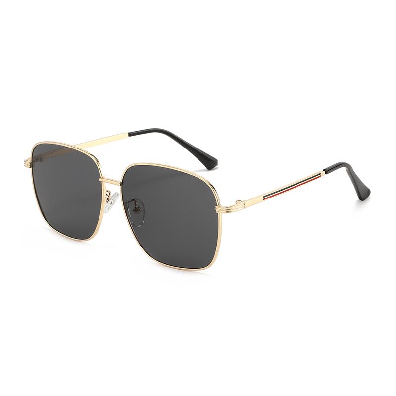 Simple Square Full Rim Metal Frame Comfortable Lightweight UV400 Sunglasses for Unisex Anti-Slip Temples High Quality