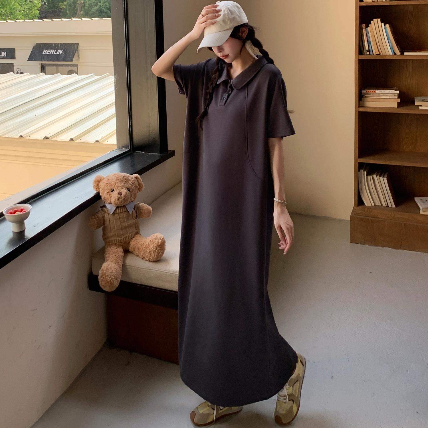 

DIMANAF Women 2025 Plus Size Solid Dress Summer Vintage Dress Basic Long Casual Loose Dress Maxi 4XL серый