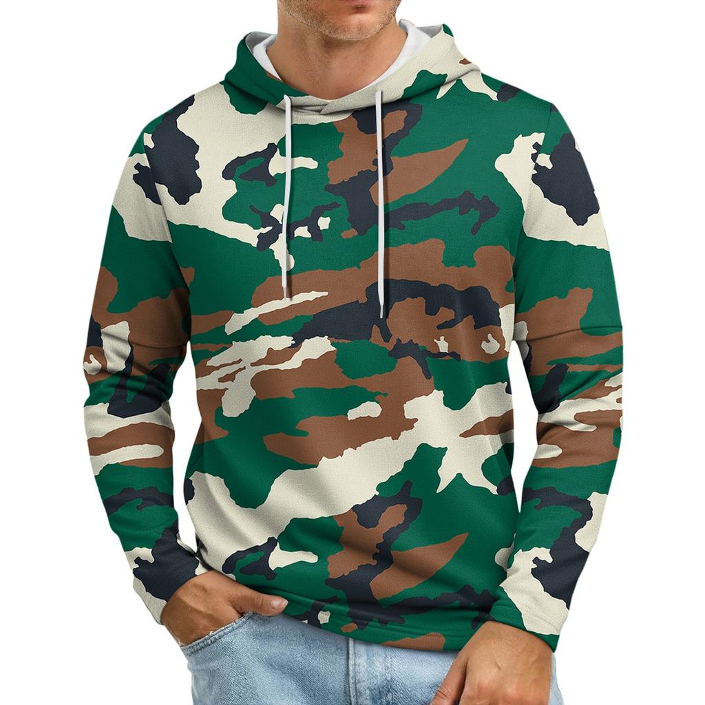 Men's Loose-fitting Casual Camouflage Print Hooded Sweatshirt