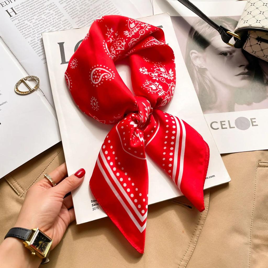 70cm Hair Print Silk Feeling Scarf For Women Fashion NeckTie Hand Bag Foulard Wrist Kerchief Shawl Wraps Hajib Lady