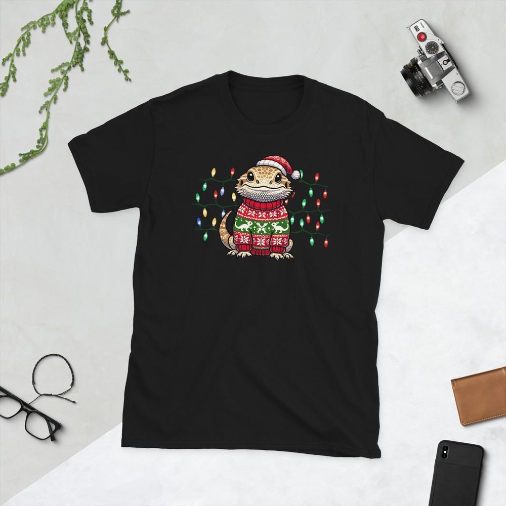 Bearded Dragon Shirt Christmas Light Unisex T-Shirt M