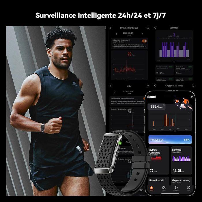 Smart Bracelet - WENZYLIQUOX - Smart Bracelet Without Screen - 24/7 HR Monitoring & SpO₂ - 35-day Autonomy - IP68 Waterproofing