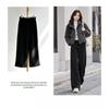 Womens Winter Warm Wide Leg Pants High Waist Thick Pleated Trousers Casual Loose Fit Elastic