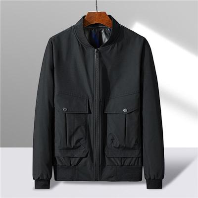 Herren Frühling und Herbst Einfarbig Große Größe Einfache Baseball Kleidung Stehkragen Locker Gerader Saum Business Jacke