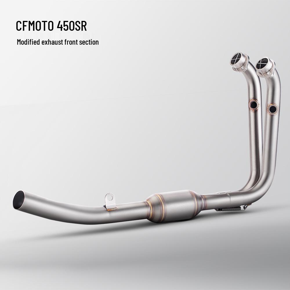 CFMOTO 450SR Stainless Steel Exhaust Pipe: Front, Middle, and SC Tail Sections for Motorcycles.