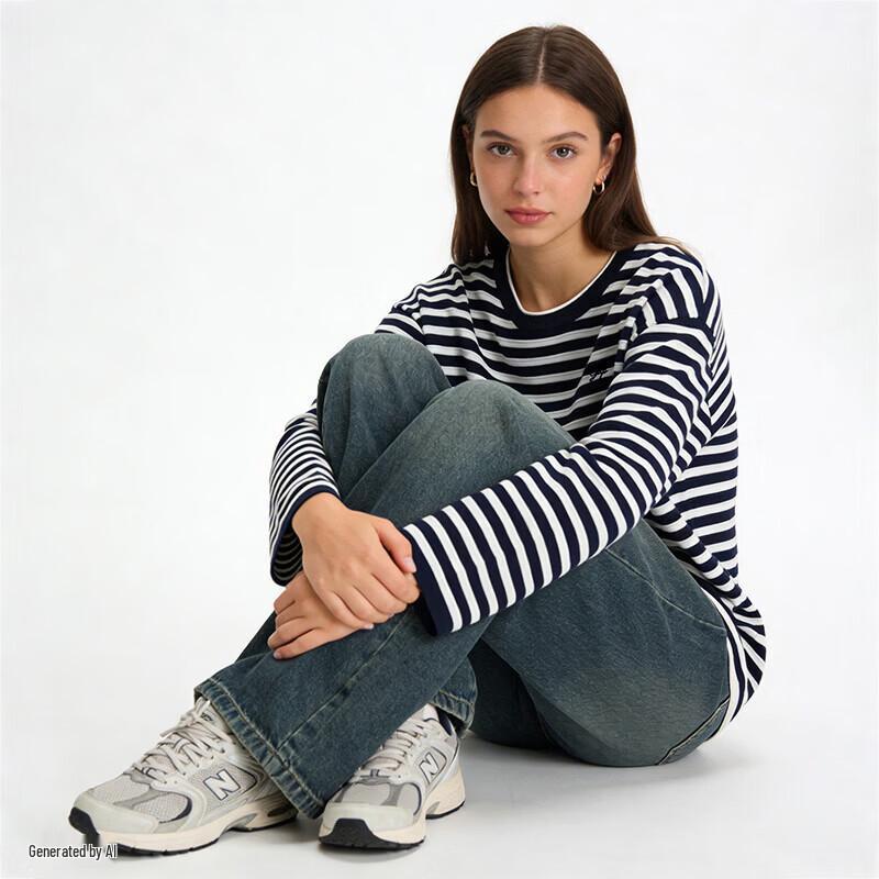 Gap Women's Logo Embroidered Striped Knit Top