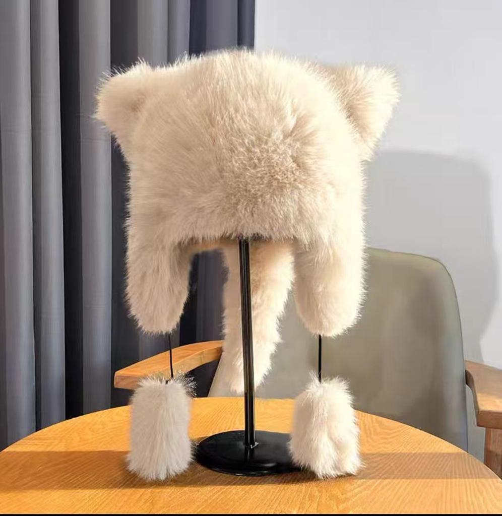 Warm Windproof Faux Fur Lei Feng Hat with Earmuffs for Women