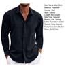 Fall Spring Men Shirt Button-down Turn-down Collar Cardigan Long Sleeves Loose Mid Length Casual Daily Wear