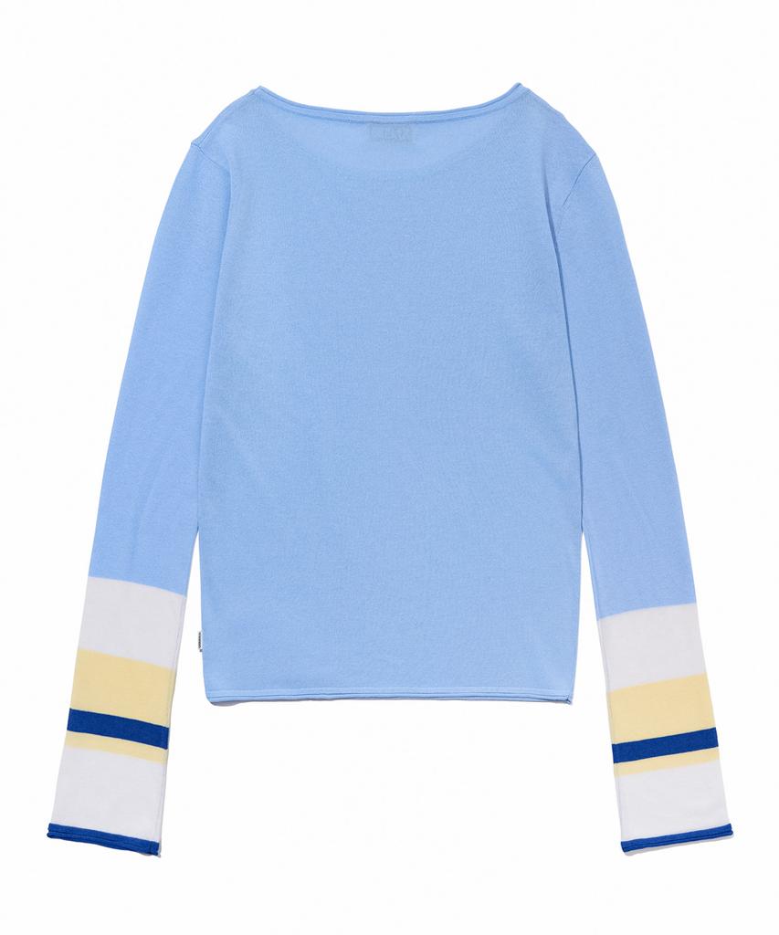 YOUHEE Color Blocked Long Sleeve Knit_Blue