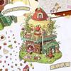 Cartoon Large Strawberry House Landscaping Sticker 3D Miniature World Unzipped DIY Scene Manual