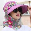 1Pc Summer Anti-UV Sun Hat Women Wide Brim Floral Print Caps Foldable Portable Sun Visor Hat Outdoor Riding Sunscreen Beach Cap