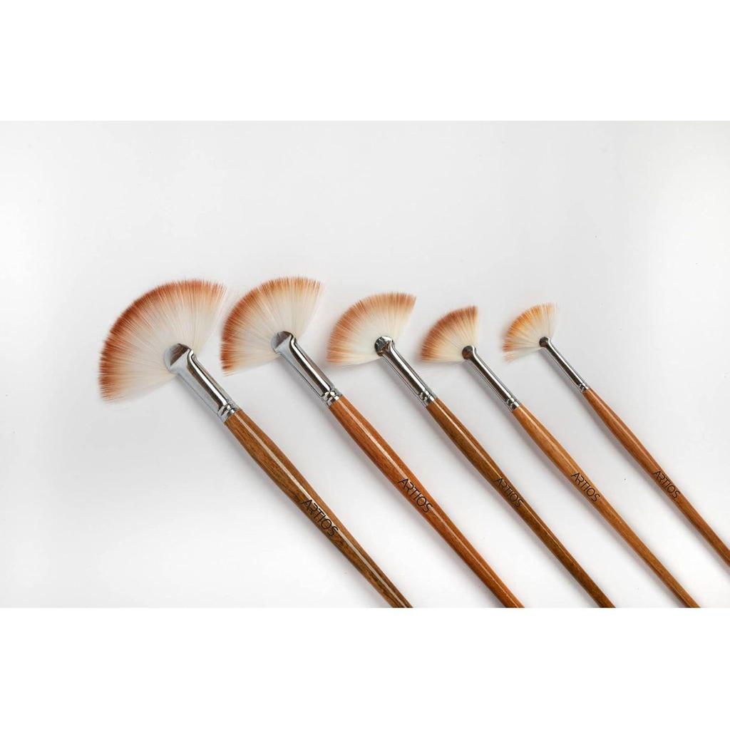 Fan Paint Brushes Set/Handmade Professional Artist Painting Brush Set for Acrylic, Watercolor, & Gouache Painting with Brush Holder