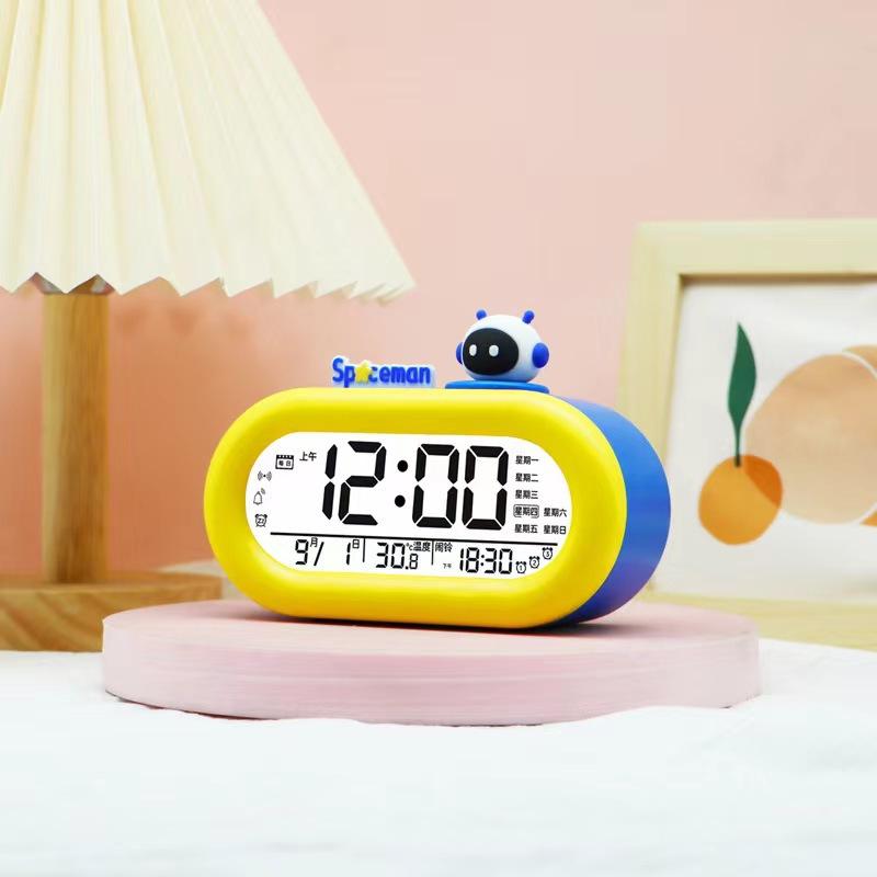 

Multifunctional Alarm Clock Student Wakes Up with Cartoon Children s Bedroom Bedside Clock Temperature Date Display Silent Walk