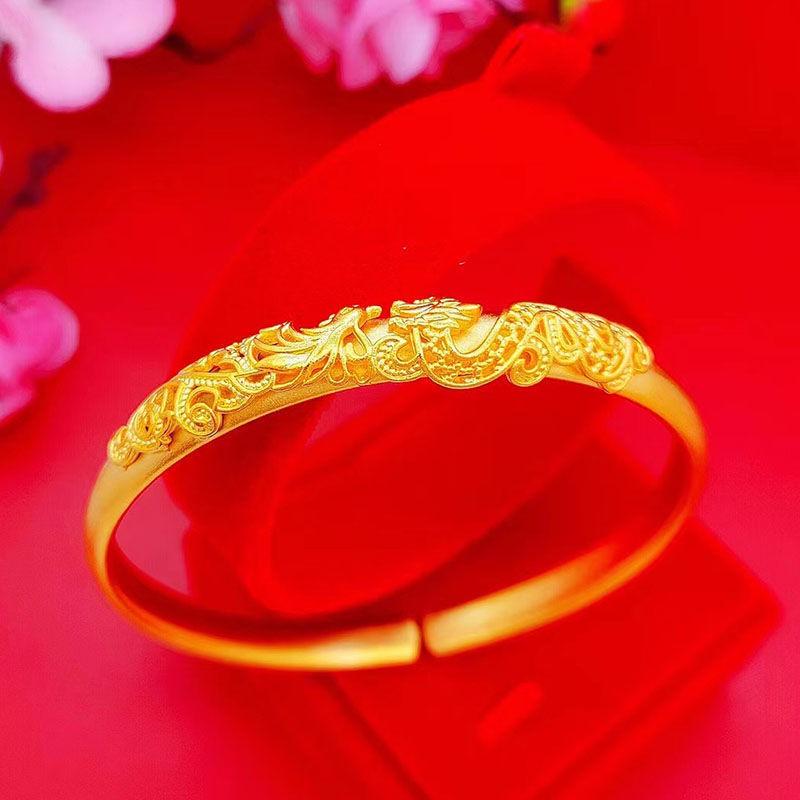 Fashionable Sand Gold Simulated Bracelet For Women Vintage Elegant Gold Plated Wedding Decoration Peacock Bracelet Long