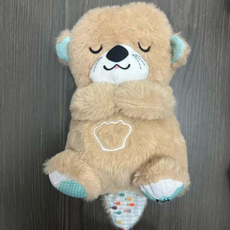 Neues atmendes Otter-Stofftier mit Musik & Licht, Weiches Kuscheltier, Beruhigender Begleiter für Kinder, Niedliches Geschenk für Mädchen