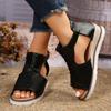 Shoes rear zipper buckle fish mouth wedge heel platform sandals European and American hollow buckle open-toed sandals