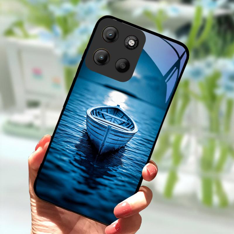 Für Motorola G15 Hülle Gehärtetes Glas Handyhülle Für Moto G15 MotoG15 Sturzschutz Luxuriöse Rückabdeckung G 15 Schale Hülle