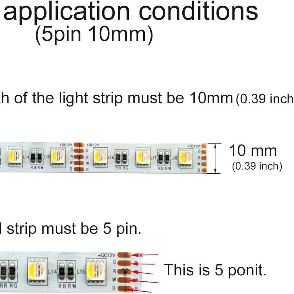 25-Pack 5-Pin 10mm RGBW LED Strip Connector Kit: Solderless L-Type & T-Type Adapters