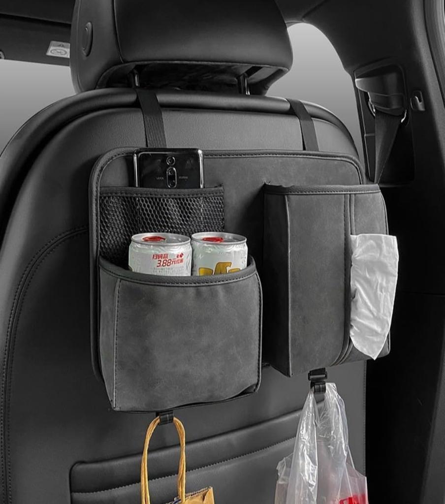 Suzuki Jimny Car Seatback Storage Compatible with All Series Suzuki Storage Box with Tissue Drink Cup and Leather Backseat Large Capacity Car Seatback