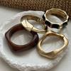 Boho Coffee Irregular Acrylic Resin Chunky Cuff Bangles for Women On Hand Goth Geometric Metal Wide Bracelet Couple Jewelry Gift