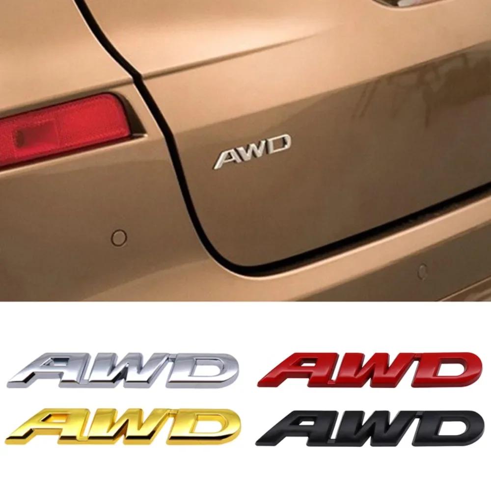 Metal AWD Logo Car Rear Trunk Emblem Sticker for Honda Civic Odyssey Vezel Accord Body Badge Decal Exterior Accessories