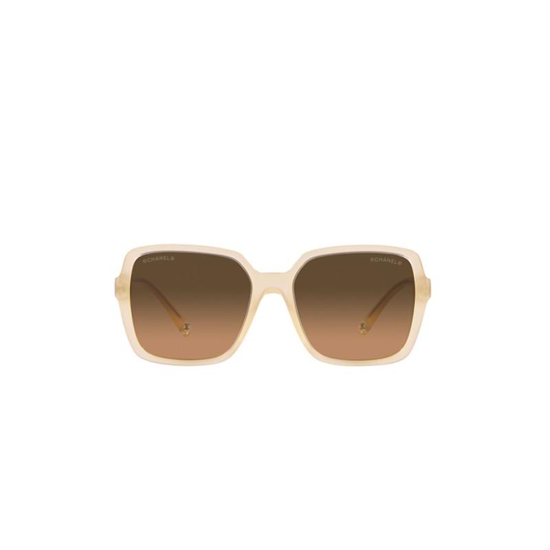 CHANEL temple logo, irregular sunglasses, same style for men and women, beige