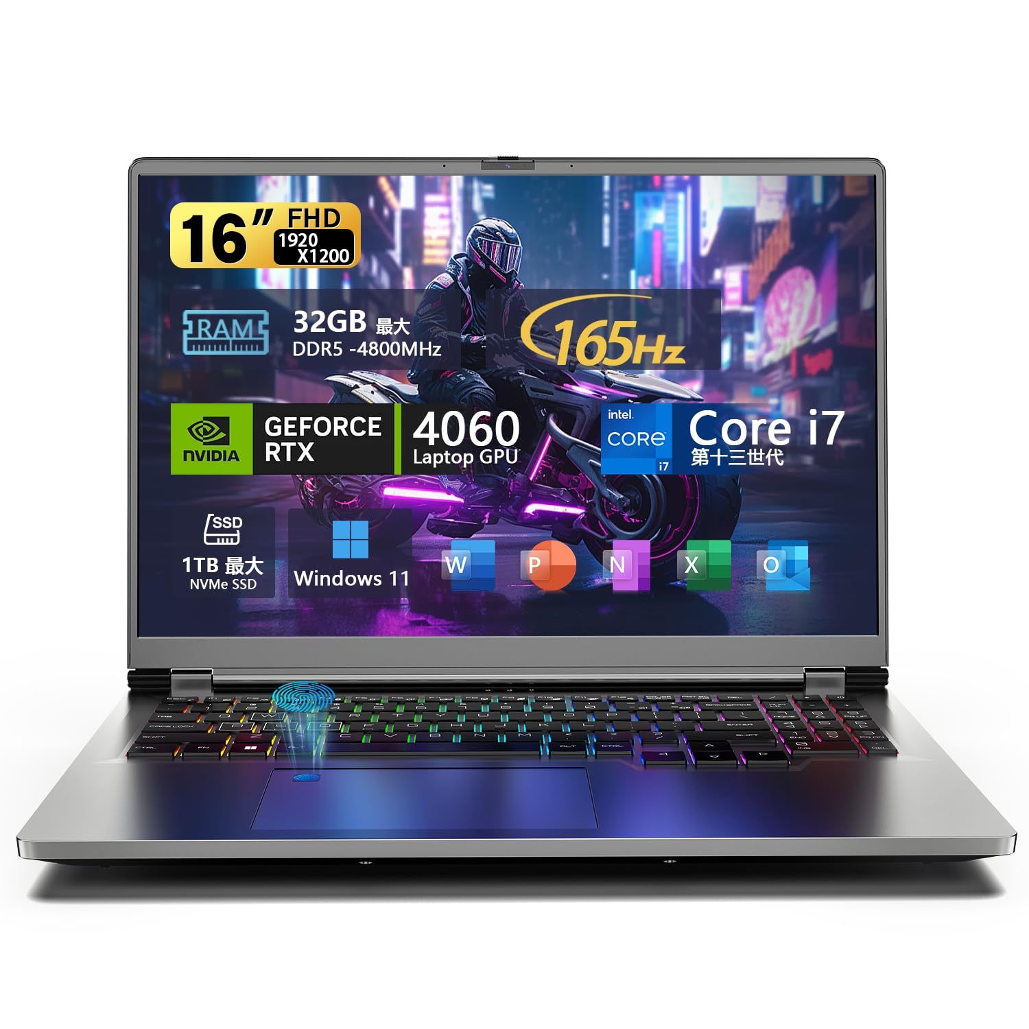 

VETESA Ігровий Core i7 13-го покоління RTX до 16 ГБ DDR5 512 ГБ NVMe 2025 Новий 165 Гц FHD 1200P RGB Підсвічування Windows MS Office Відео Ноутбук Ноутбук, 4060,