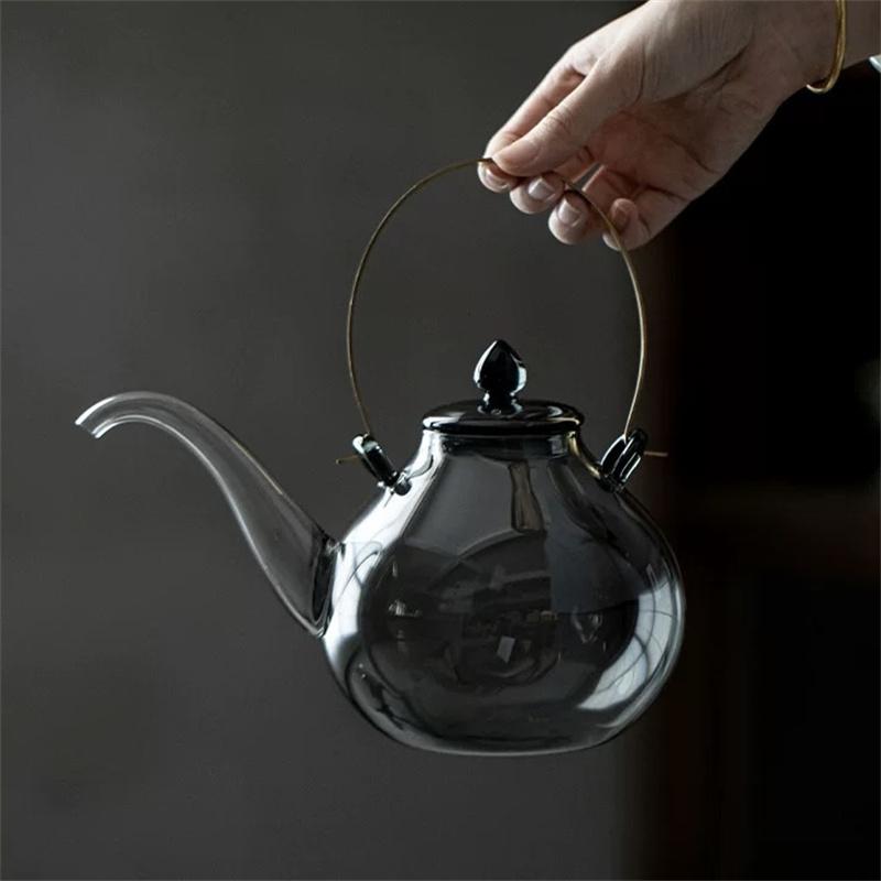 1000ml Lifting Beam High Borosilicate Glass Teapot Traditional Kung Fu Brewing Puer Green Tea Pot Tea Maker Kettle