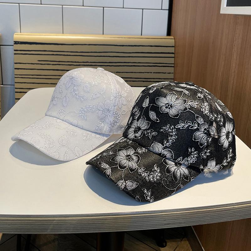 Baseball Cap Women Summer Korean Style Sunscreen Flower Printed Baseball Cap Casual Breathable Adjustable Sun Hat Visor Snapback
