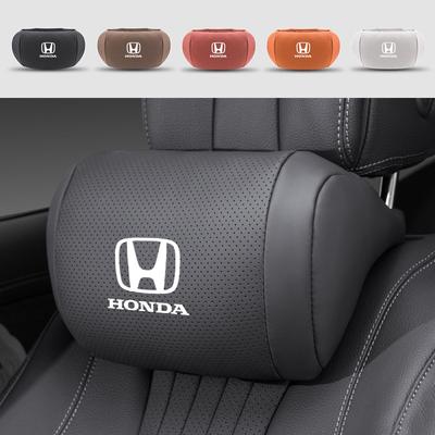 KYC2 Nappa Leather Headrest Car Breathable Memory Foam Neck Pillow For Odyssey Vezel CRZ 5th CRX Pilot Civic FIT CRV Accord HRV
